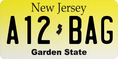 NJ license plate A12BAG