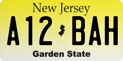 NJ license plate A12BAH