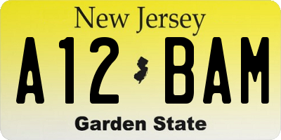 NJ license plate A12BAM