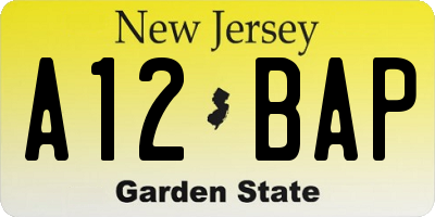 NJ license plate A12BAP