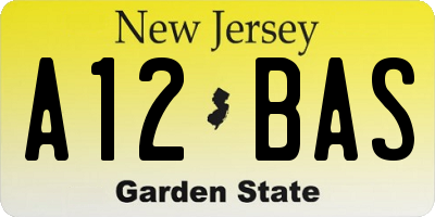 NJ license plate A12BAS