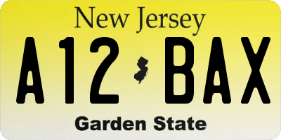 NJ license plate A12BAX