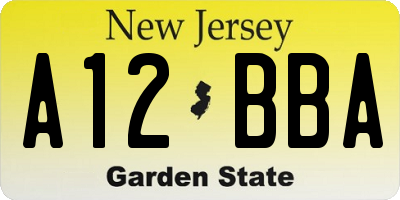 NJ license plate A12BBA