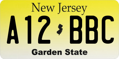 NJ license plate A12BBC