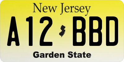 NJ license plate A12BBD