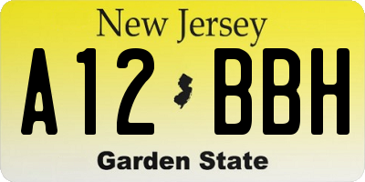 NJ license plate A12BBH