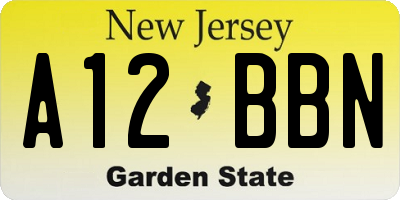 NJ license plate A12BBN