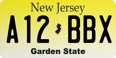 NJ license plate A12BBX