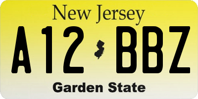 NJ license plate A12BBZ