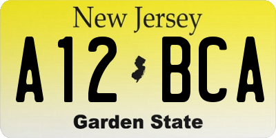 NJ license plate A12BCA
