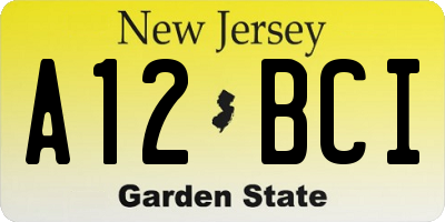 NJ license plate A12BCI