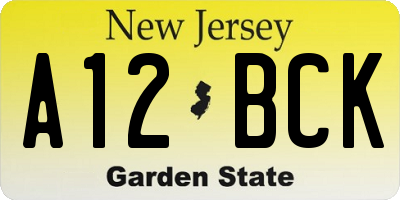 NJ license plate A12BCK