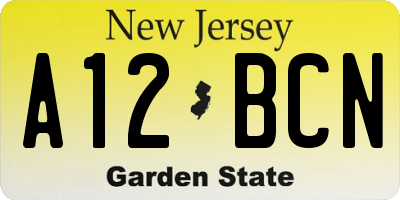 NJ license plate A12BCN