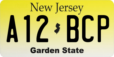 NJ license plate A12BCP