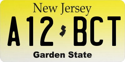 NJ license plate A12BCT