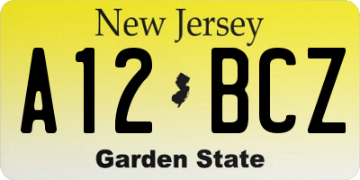 NJ license plate A12BCZ