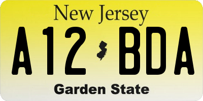 NJ license plate A12BDA