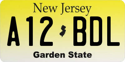 NJ license plate A12BDL