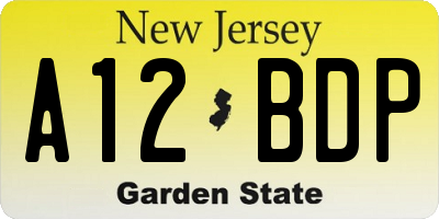 NJ license plate A12BDP