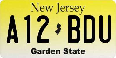 NJ license plate A12BDU