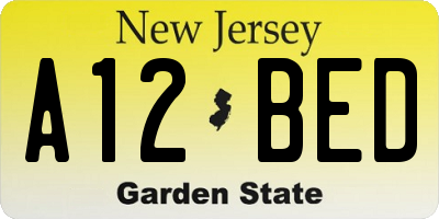 NJ license plate A12BED