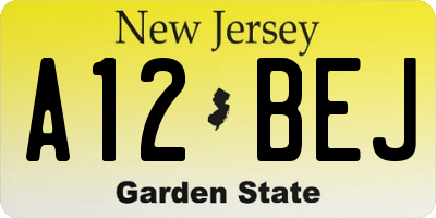 NJ license plate A12BEJ