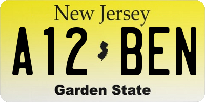 NJ license plate A12BEN