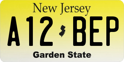 NJ license plate A12BEP