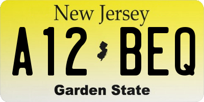 NJ license plate A12BEQ