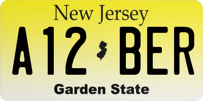NJ license plate A12BER