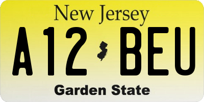 NJ license plate A12BEU
