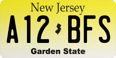 NJ license plate A12BFS