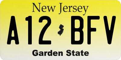 NJ license plate A12BFV