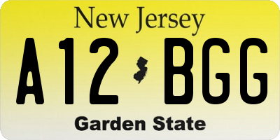 NJ license plate A12BGG