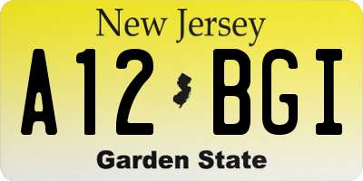 NJ license plate A12BGI