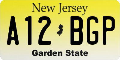 NJ license plate A12BGP