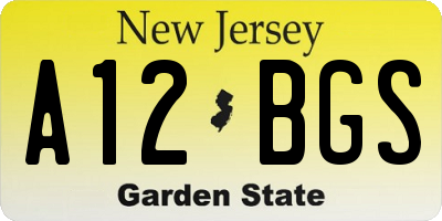 NJ license plate A12BGS