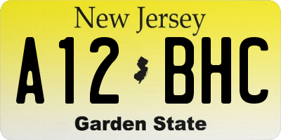 NJ license plate A12BHC
