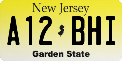 NJ license plate A12BHI