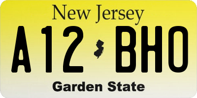 NJ license plate A12BHO