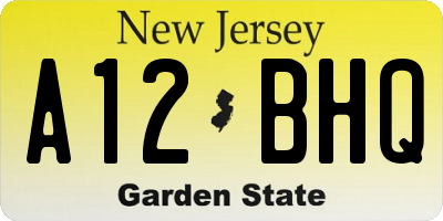 NJ license plate A12BHQ