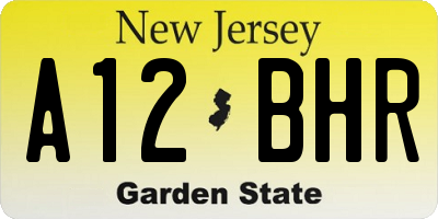 NJ license plate A12BHR