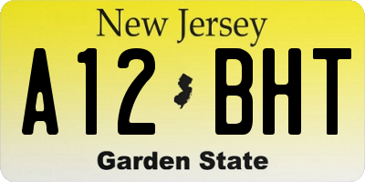NJ license plate A12BHT