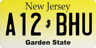 NJ license plate A12BHU