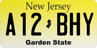 NJ license plate A12BHY