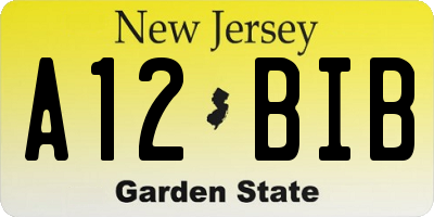 NJ license plate A12BIB