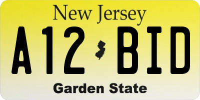 NJ license plate A12BID