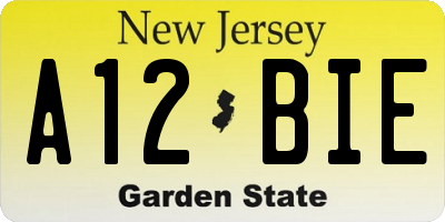 NJ license plate A12BIE