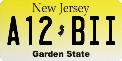 NJ license plate A12BII
