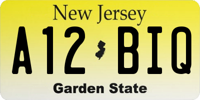 NJ license plate A12BIQ
